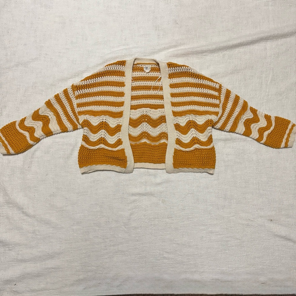 Striped Mustard and Cream Women's Sweater
